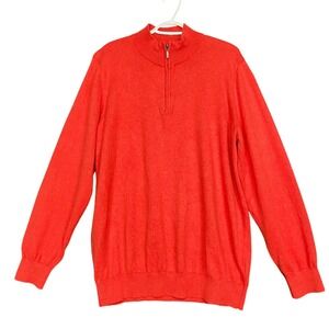 L.L.Bean Men's XL Coral Cotton Cashmere 1/4 Zip Mock Neck‎ Pullover Sweater